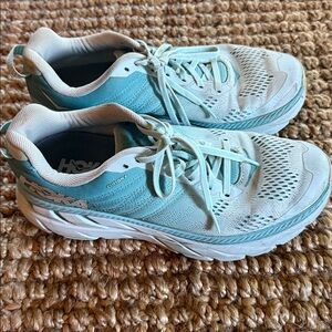 Hoka One One Clifton 6 Womens Size 9 Running Walking Shoes Blue White